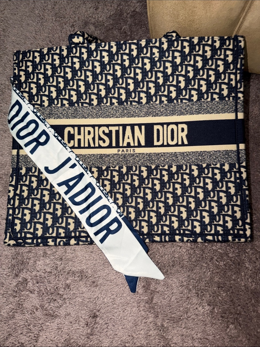 Dior Navy and Cream Christian Dior Oblique Book Tote NWOT - Picture 6 of 6